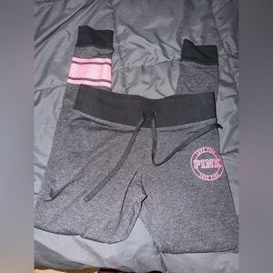 Victoria's Secret Pink Yoga Pants - Charcoal and Pink